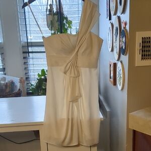 BCBGMaxAzria Cream One-Shoulder Dress
